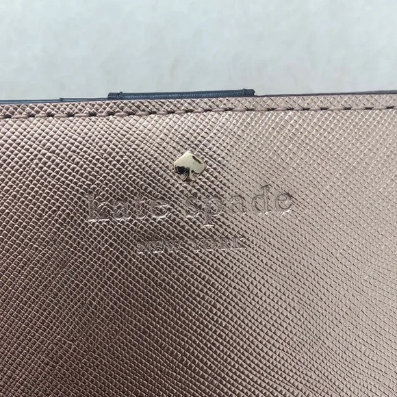 NEW Kate Spade Wallet classic rose gold shade. Shimmer, NWOT inc orig receipt - Picture 2 of 10
